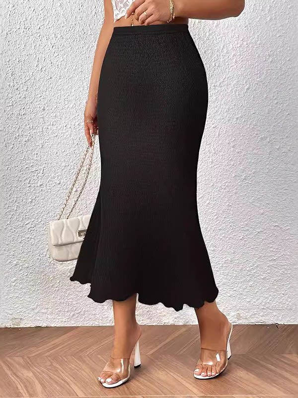 High Waisted Loose Elasticity Solid Color Skirts - Image 6