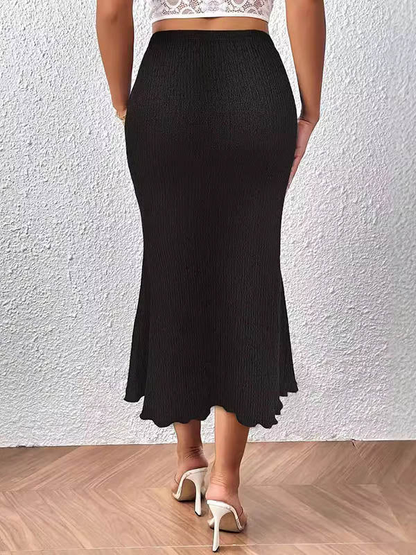 High Waisted Loose Elasticity Solid Color Skirts - Image 7