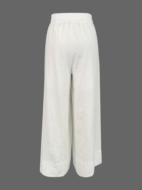 High Waisted Loose Elasticity Solid Color Split-Joint Pants Trousers - Image 4