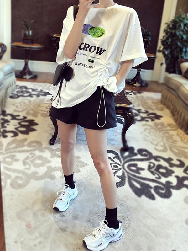 High Waisted Loose Elasticity Solid Color Split-Joint Shorts Bottoms - Image 4