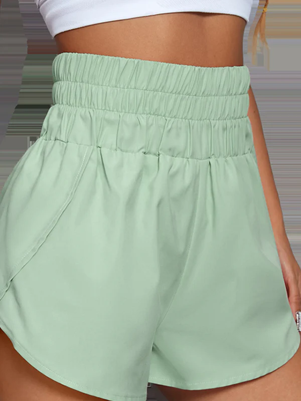 High Waisted Loose Elasticity Solid Color Split-Joint Shorts Bottoms - Image 3