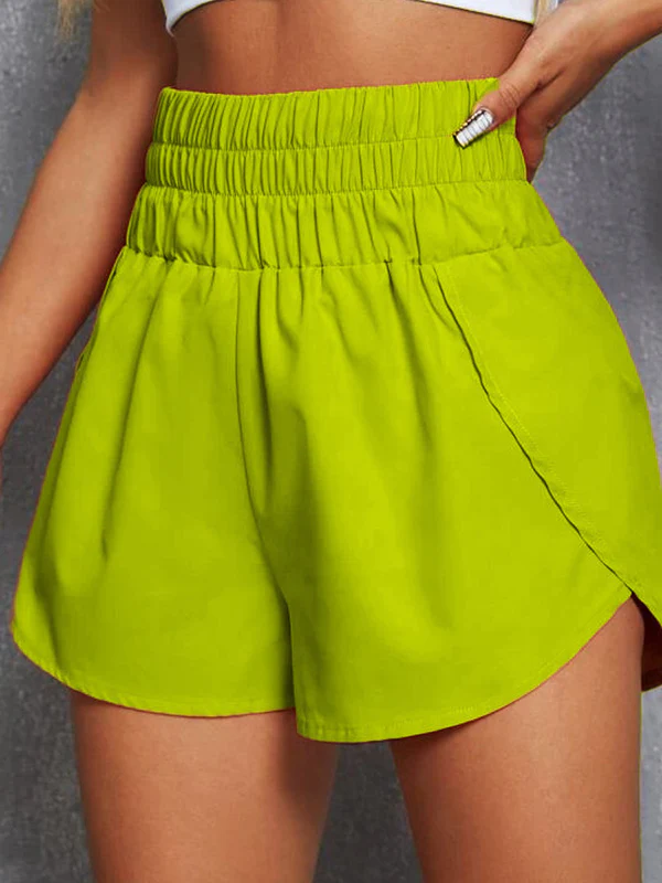High Waisted Loose Elasticity Solid Color Split-Joint Shorts Bottoms - Image 5