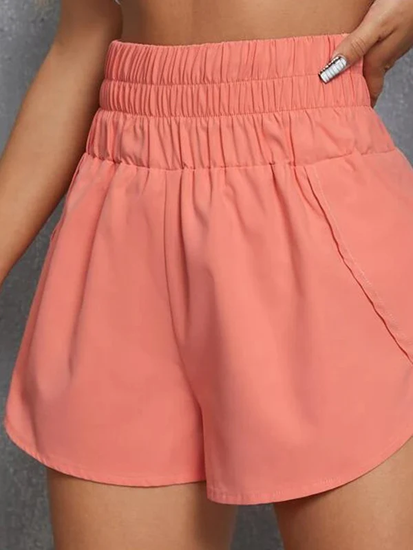 High Waisted Loose Elasticity Solid Color Split-Joint Shorts Bottoms - Image 9