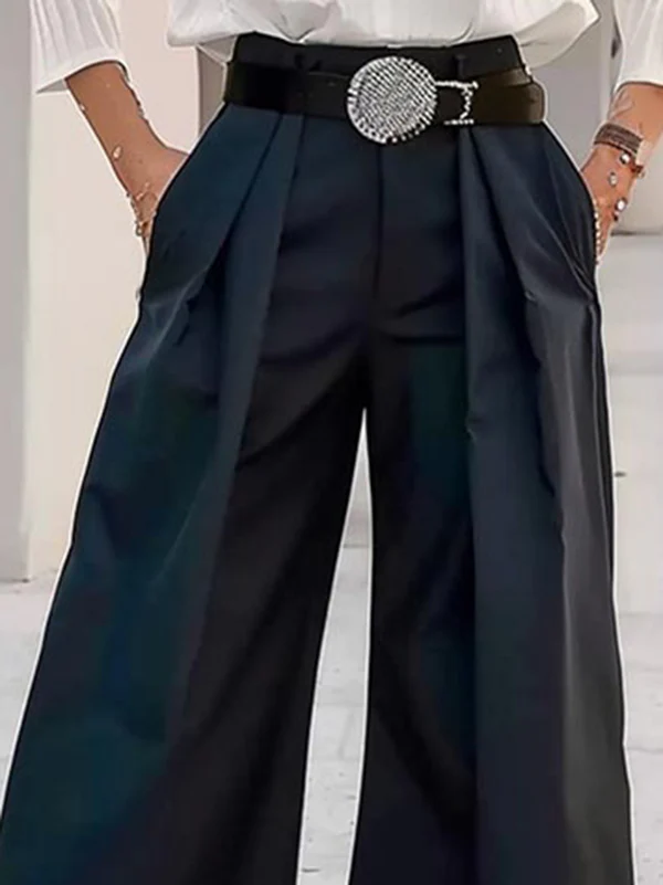 High Waisted Loose Floral Printed Pleated Split-Joint Pants Trousers - Image 2