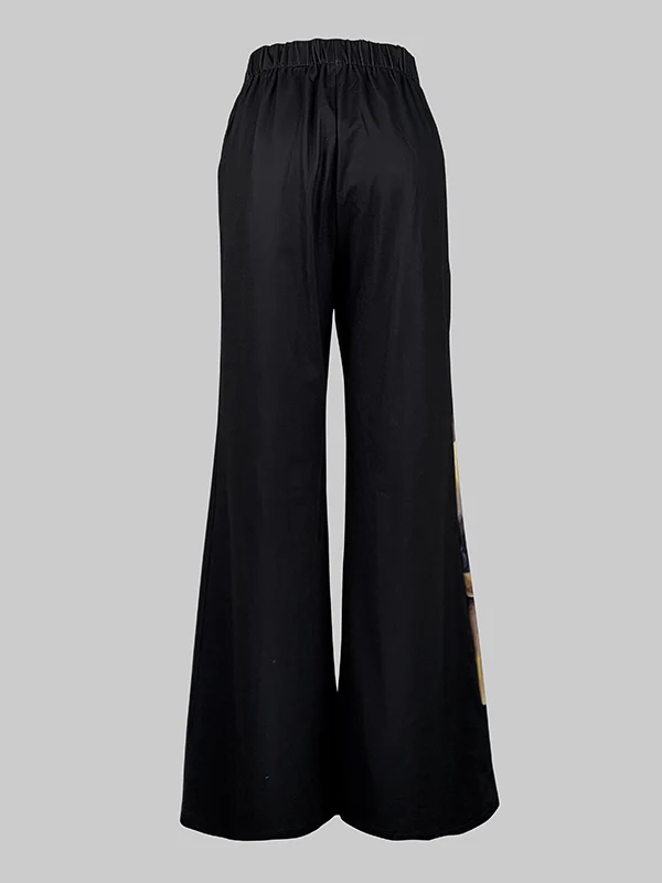 High Waisted Loose Flower Print Pants Trousers - Image 5