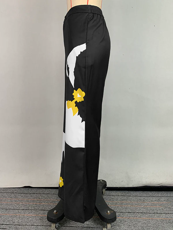 High Waisted Loose Flower Print Pants Trousers - Image 6