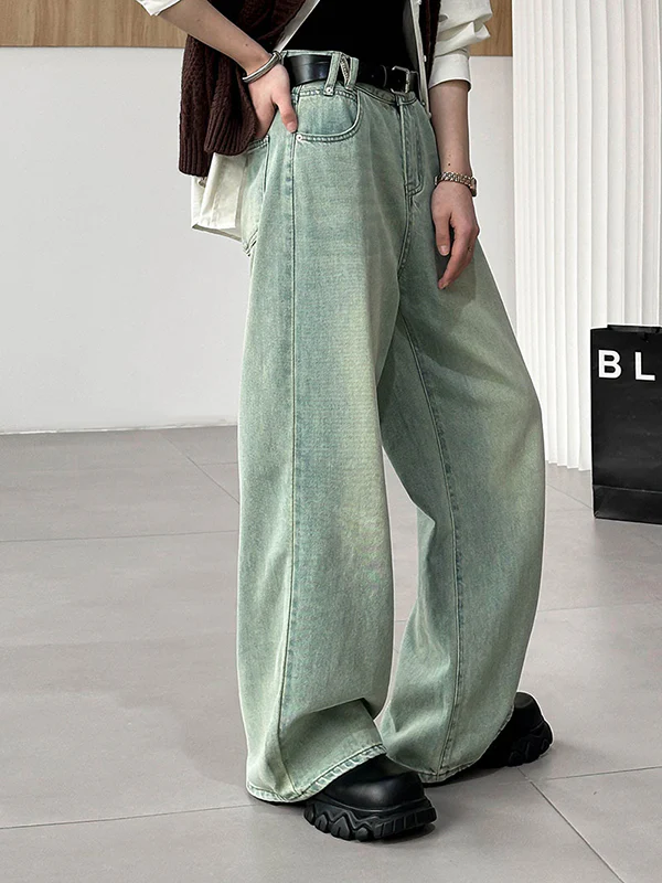 High Waisted Loose No Belt Pockets Jean Pants Bottoms - Image 10