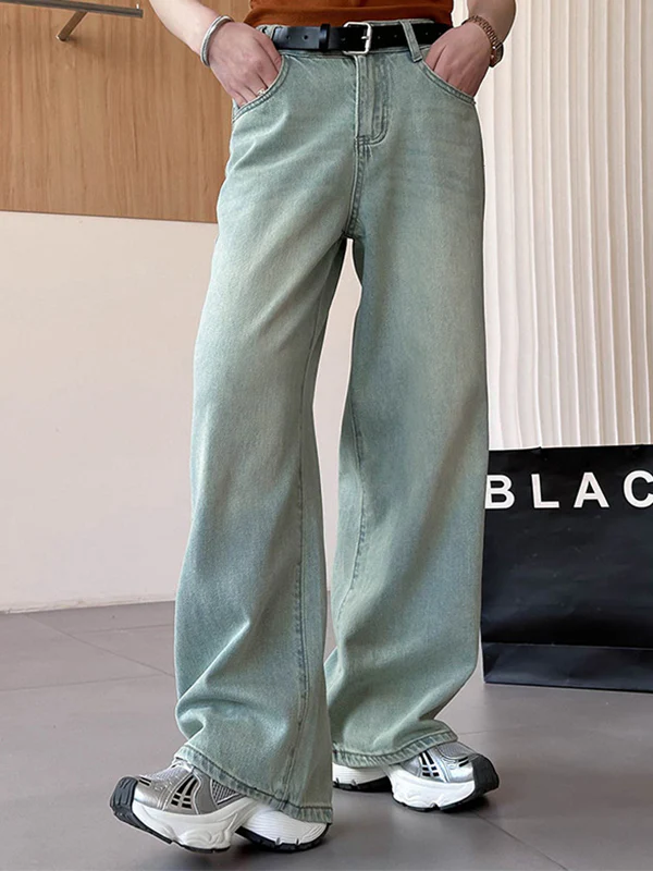 High Waisted Loose No Belt Pockets Jean Pants Bottoms - Image 3
