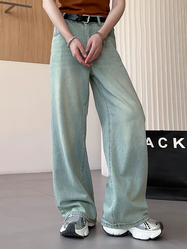 High Waisted Loose No Belt Pockets Jean Pants Bottoms - Image 4