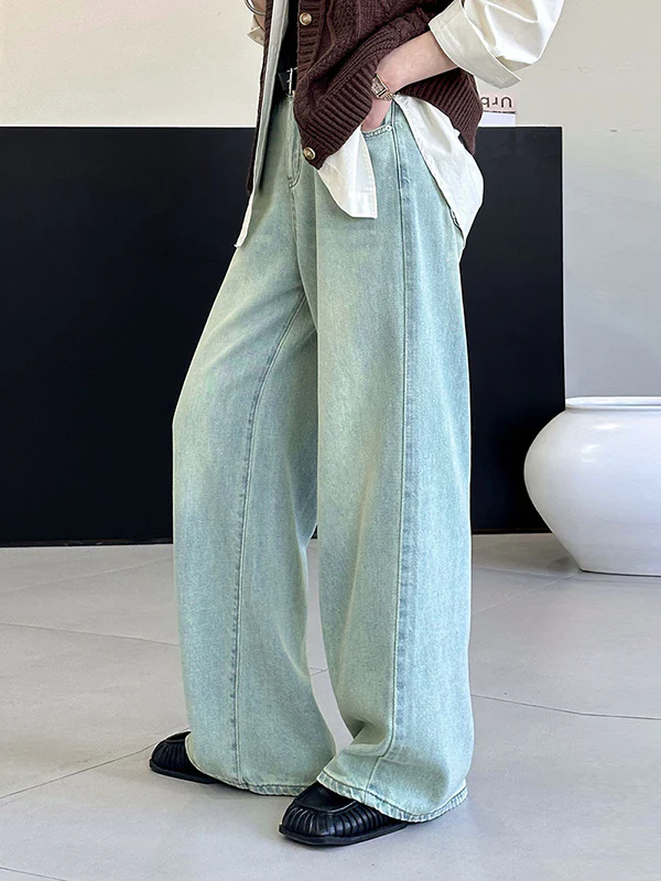 High Waisted Loose No Belt Pockets Jean Pants Bottoms - Image 9