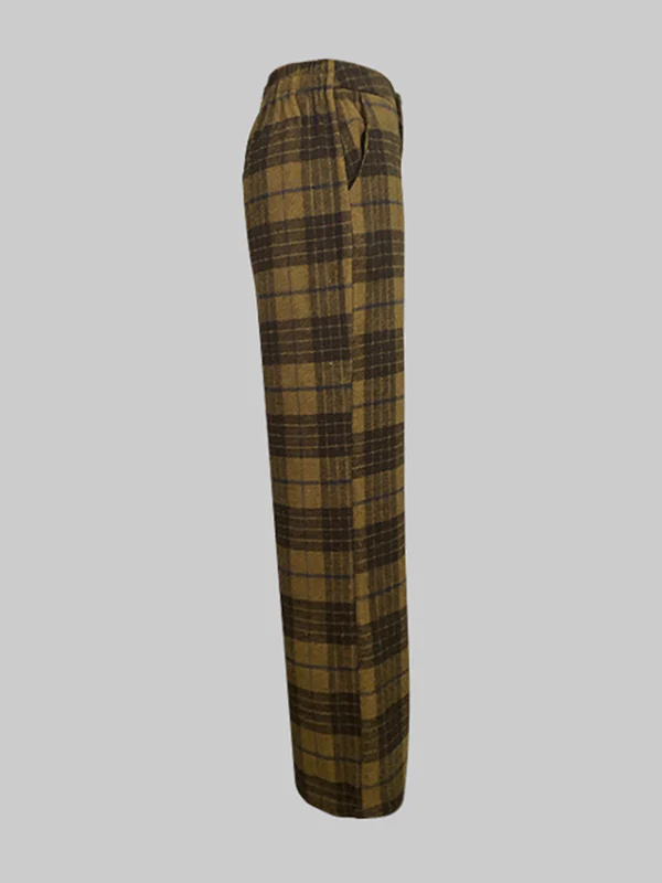 High Waisted Loose Plaid Split-Joint Pants Trousers - Image 7