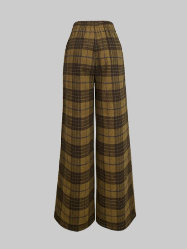 High Waisted Loose Plaid Split-Joint Pants Trousers - Image 8