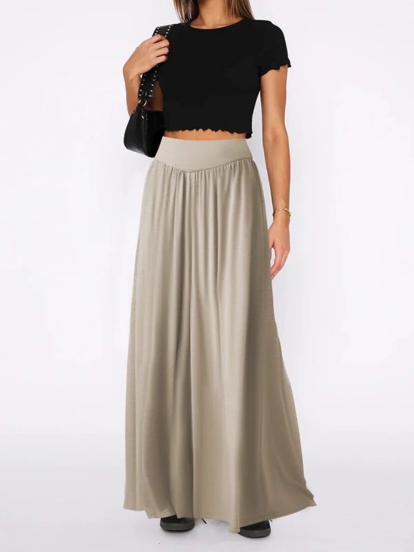 High Waisted Loose Pleated Pockets Solid Color Split-Joint Pants Trousers - Image 11