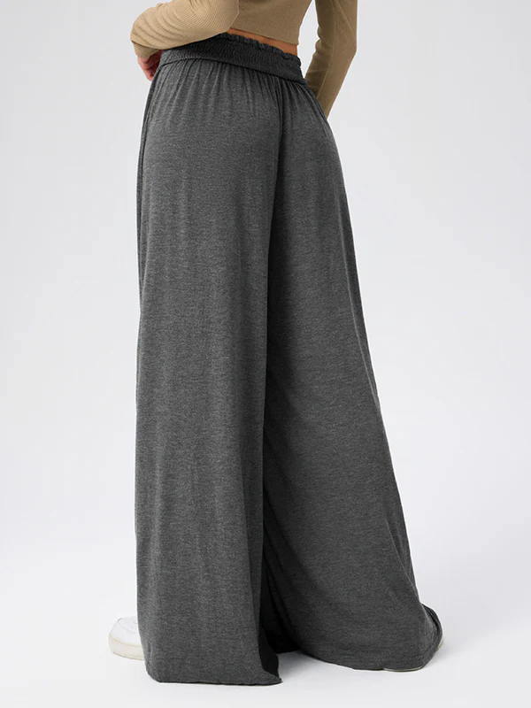 High Waisted Loose Pleated Pockets Solid Color Split-Joint Pants Trousers - Image 14