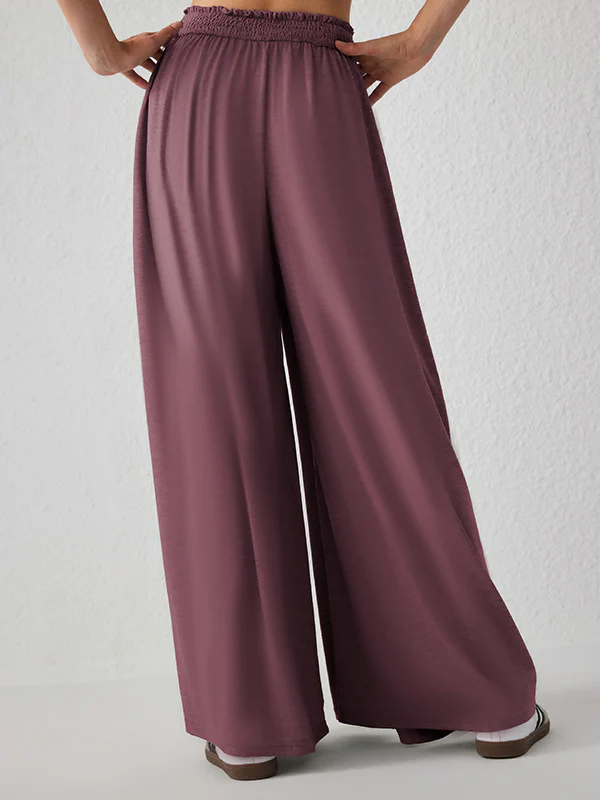 High Waisted Loose Pleated Pockets Solid Color Split-Joint Pants Trousers - Image 18