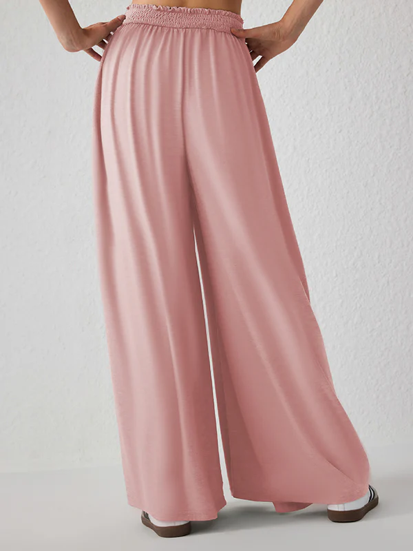 High Waisted Loose Pleated Pockets Solid Color Split-Joint Pants Trousers - Image 19