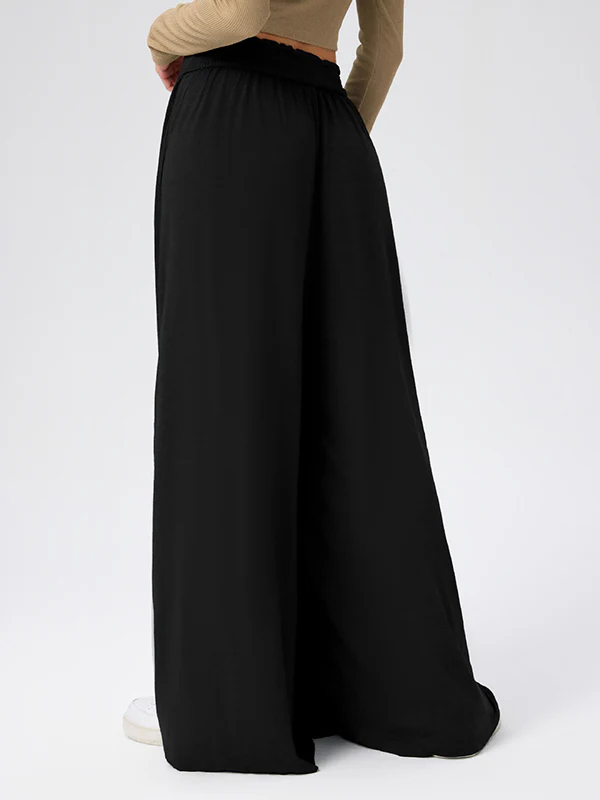 High Waisted Loose Pleated Pockets Solid Color Split-Joint Pants Trousers - Image 8