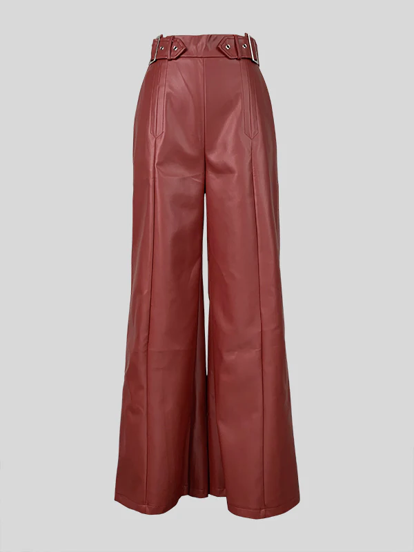High Waisted Loose Pleated Pockets Split-Joint Pants Trousers - Image 10