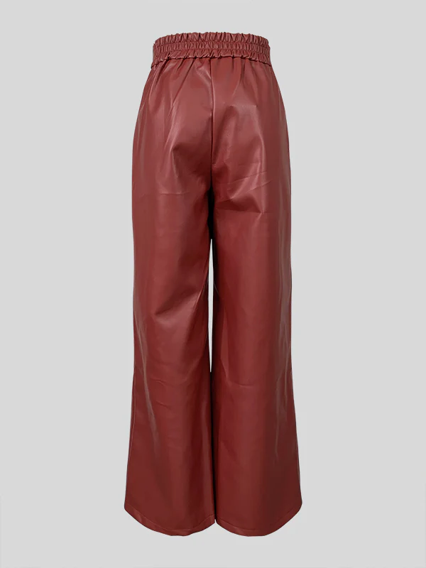 High Waisted Loose Pleated Pockets Split-Joint Pants Trousers - Image 11