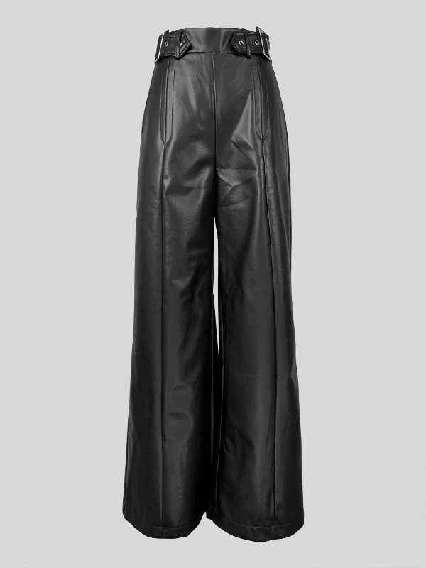 High Waisted Loose Pleated Pockets Split-Joint Pants Trousers - Image 13