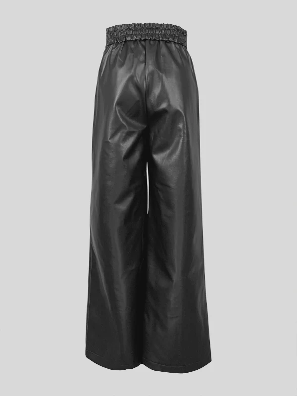 High Waisted Loose Pleated Pockets Split-Joint Pants Trousers - Image 14