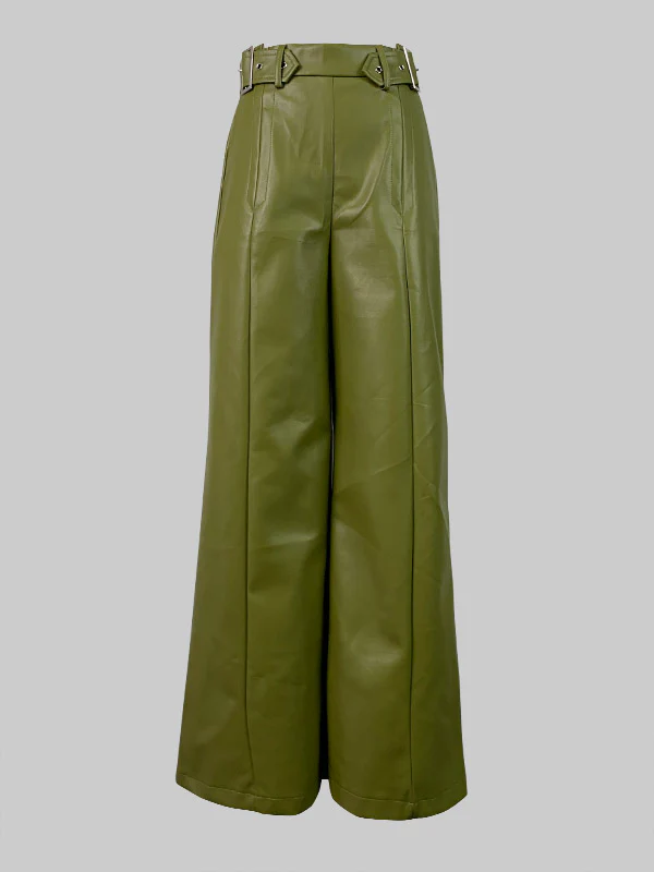High Waisted Loose Pleated Pockets Split-Joint Pants Trousers - Image 5