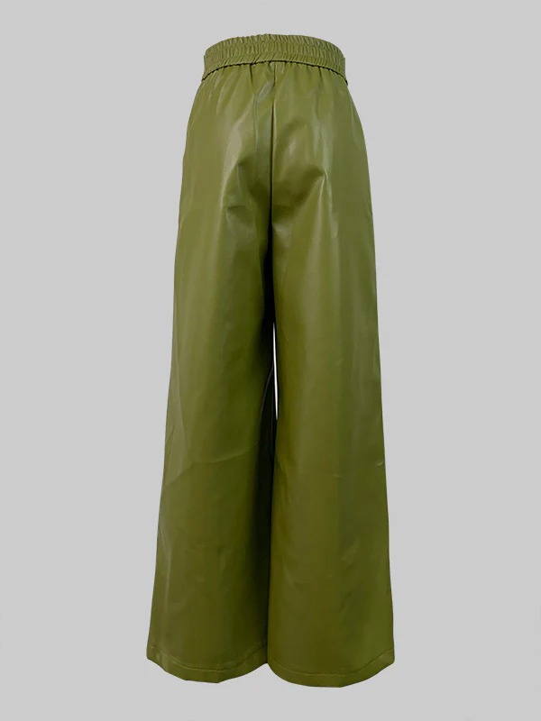 High Waisted Loose Pleated Pockets Split-Joint Pants Trousers - Image 6