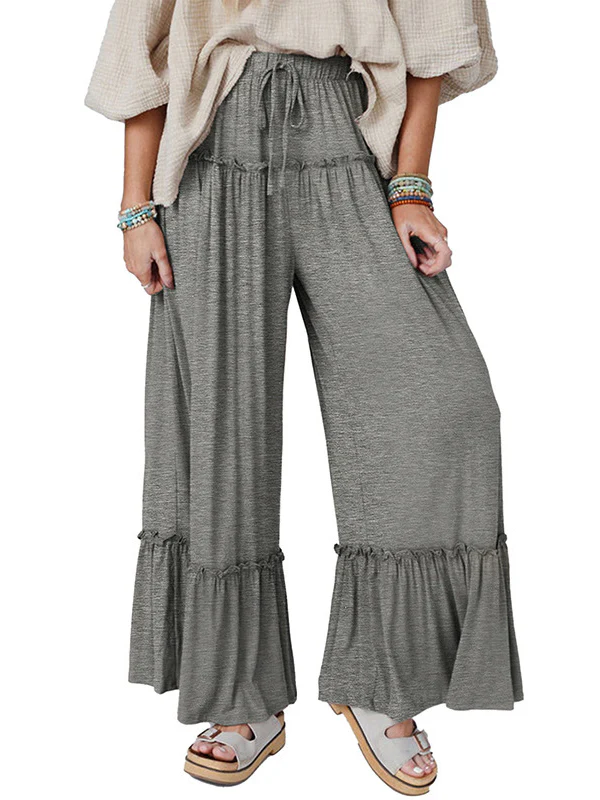 High Waisted Loose Pleated Solid Color Pants Trousers - Image 11
