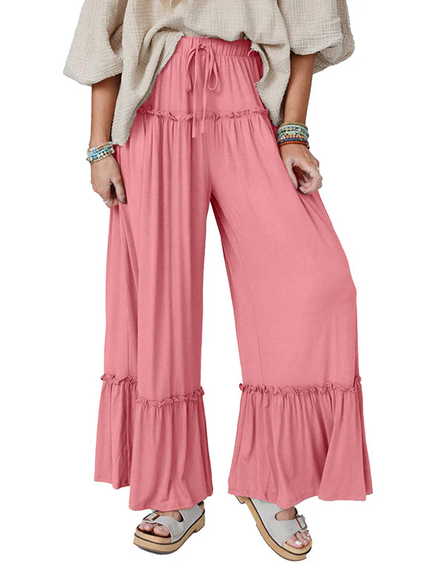 High Waisted Loose Pleated Solid Color Pants Trousers - Image 12