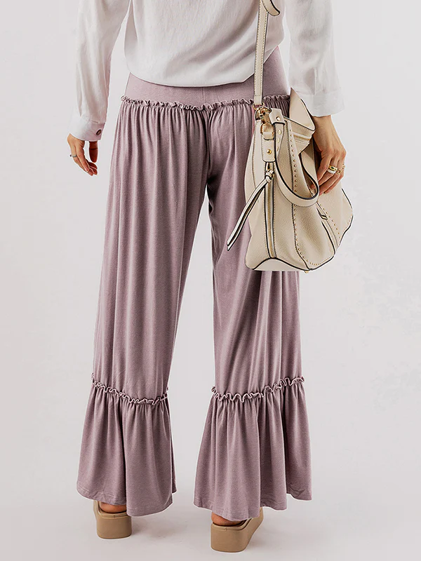 High Waisted Loose Pleated Solid Color Pants Trousers - Image 6