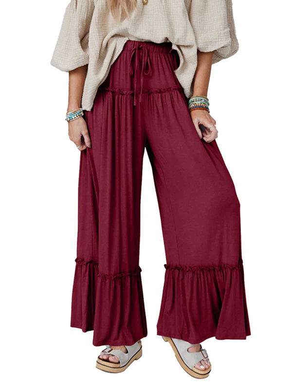 High Waisted Loose Pleated Solid Color Pants Trousers - Image 7