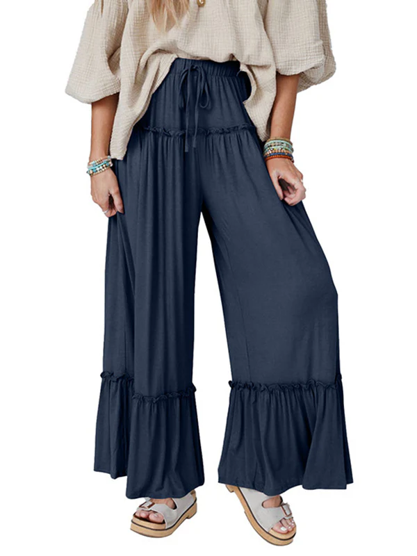 High Waisted Loose Pleated Solid Color Pants Trousers - Image 8