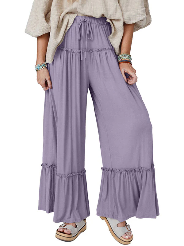 High Waisted Loose Pleated Solid Color Pants Trousers - Image 9