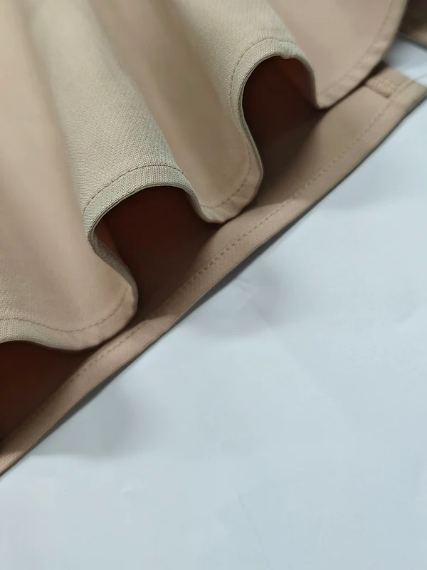 High Waisted Loose Pleated Solid Color Round-Neck Midi Dresses - Image 9