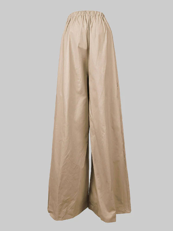 High Waisted Loose Pleated Solid Color Split-Joint Pants Trousers - Image 5