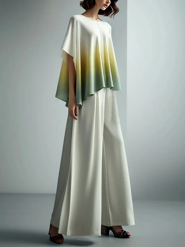 High Waisted Loose Pleated Solid Color Split-Joint Pants Trousers - Image 2