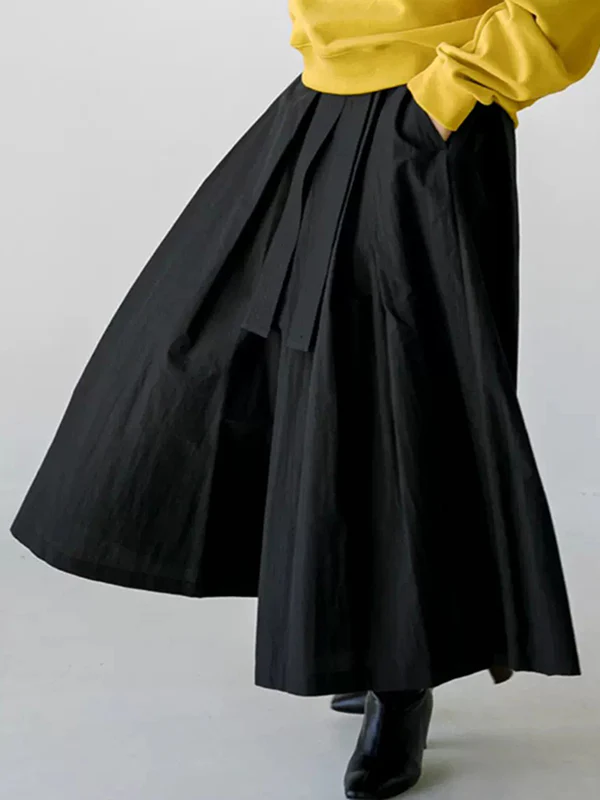 High Waisted Loose Pleated Solid Color Tied Waist Wide Leg Pants Trousers - Image 2