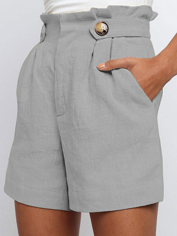 High Waisted Loose Pleated Split-Joint Shorts Bottoms - Image 2