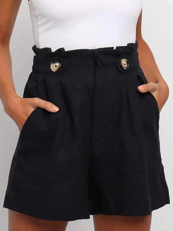 High Waisted Loose Pleated Split-Joint Shorts Bottoms - Image 7