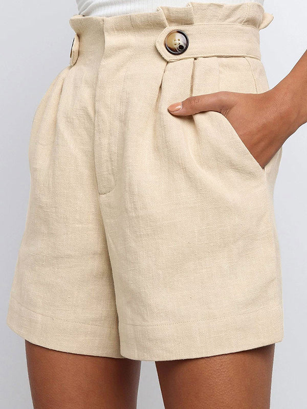 High Waisted Loose Pleated Split-Joint Shorts Bottoms - Image 9