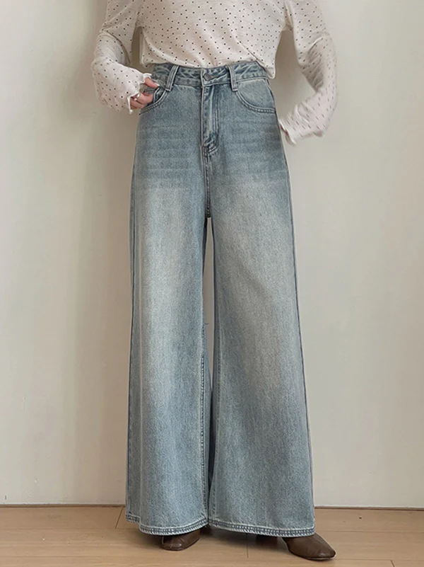 High Waisted Loose Pockets Jean Pants Bottoms - Image 3