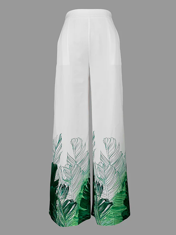 High Waisted Loose Pockets Printed Pants Trousers - Image 3