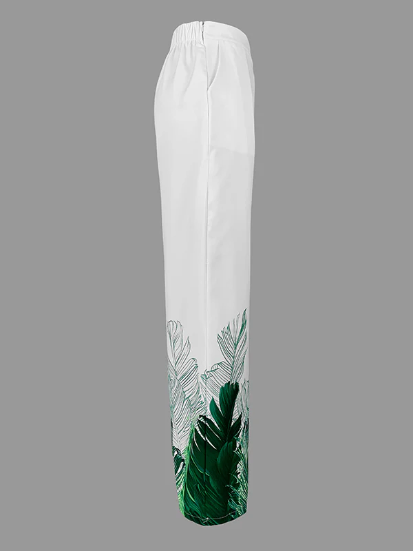 High Waisted Loose Pockets Printed Pants Trousers - Image 4