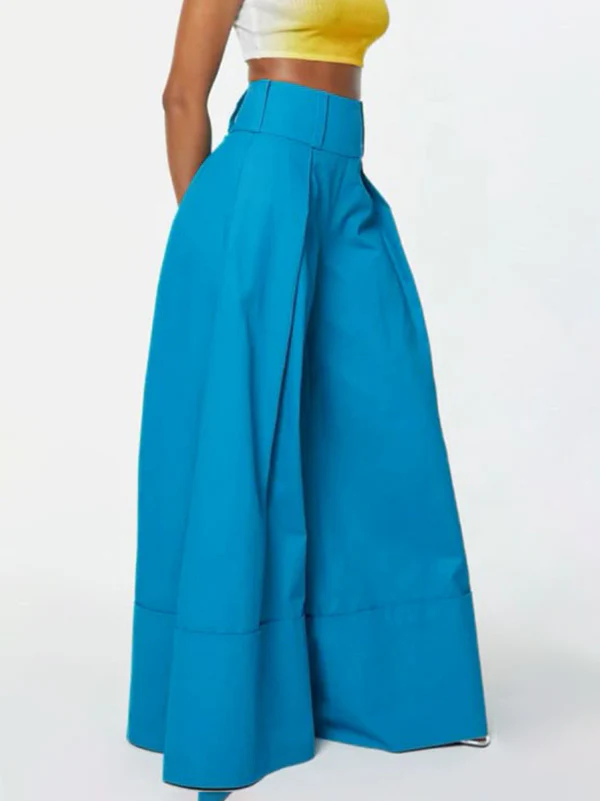 High Waisted Loose Pockets Solid Color Pants Trousers - Image 10