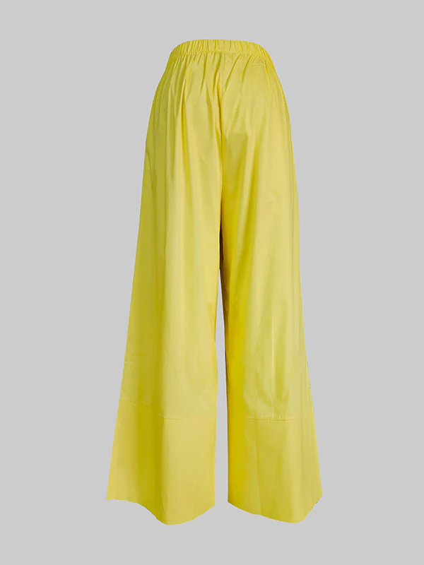 High Waisted Loose Pockets Solid Color Pants Trousers - Image 10