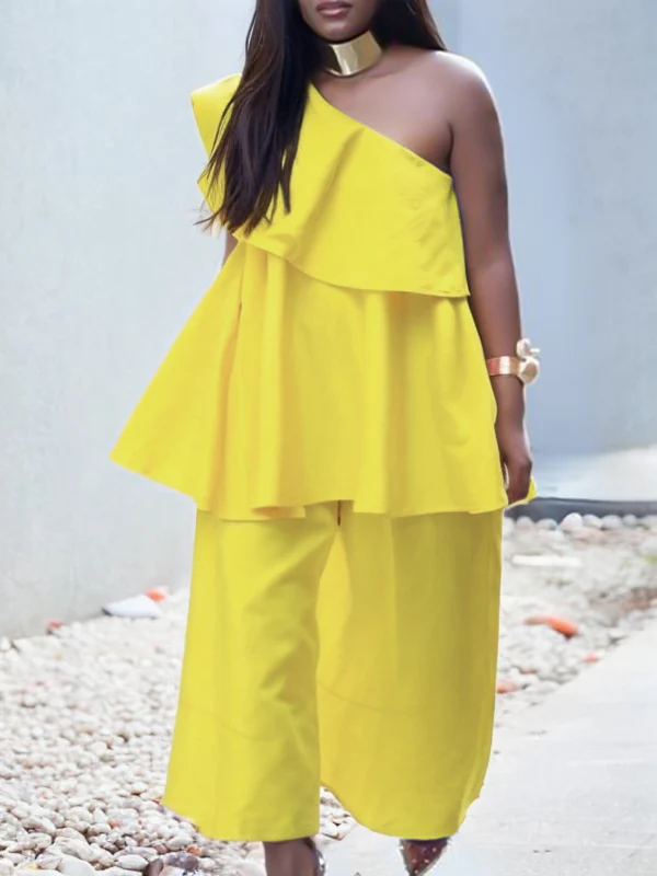 High Waisted Loose Pockets Solid Color Pants Trousers - Image 6