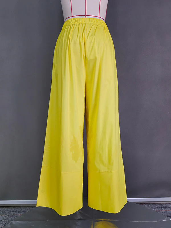 High Waisted Loose Pockets Solid Color Pants Trousers - Image 9