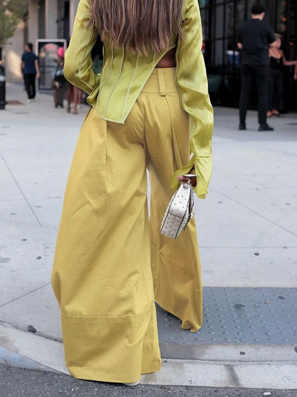 High Waisted Loose Pockets Solid Color Pants Trousers - Image 4