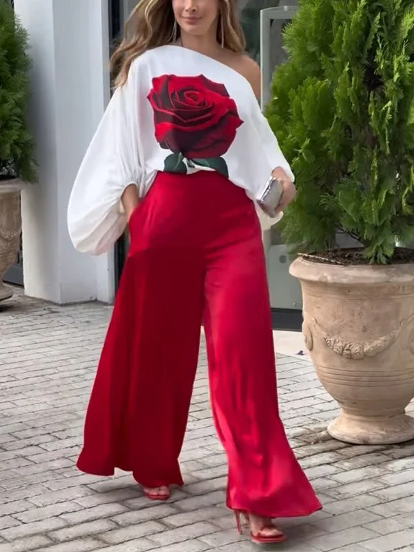 High Waisted Loose Pockets Solid Color Pants Trousers - Image 3