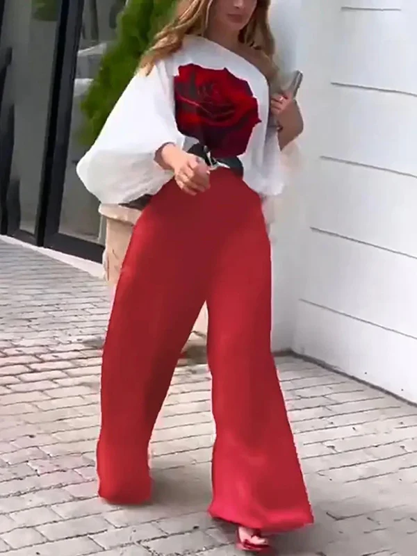 High Waisted Loose Pockets Solid Color Pants Trousers - Image 4